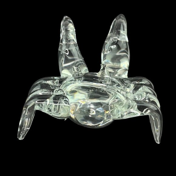 Crystal Clear Art Glass Crab Paperweight Figural Sea Life Figurine Beach Decor - Picture 5 of 12